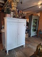 Brocante witte biedermeier kast /kledingkast, Ophalen, 100 tot 150 cm, Zo goed als nieuw, 150 tot 200 cm