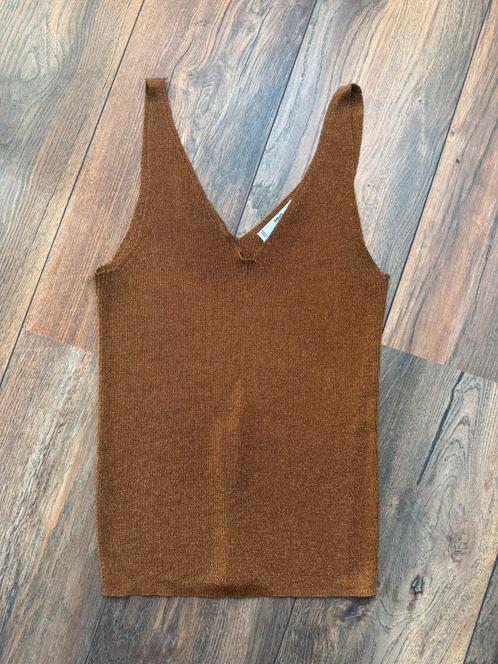 Camel / bruine glitter top van Mango in maat S, Kleding | Dames, Tops, Nieuw, Maat 36 (S), Bruin, Zonder mouw, Ophalen of Verzenden