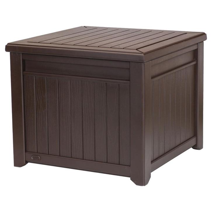 Keter tuintafel laag store table cube 208 ltr bruin houtdeco, Tuin en Terras, Tuinmeubel-accessoires, Nieuw, Ophalen of Verzenden