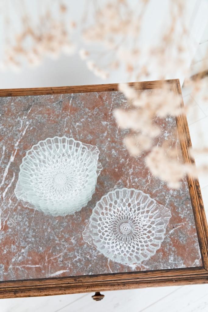 Vintage schaaltjes bloem, Huis en Inrichting, Keuken | Servies, Schaal of Schalen, Overige stijlen, Glas, Ophalen of Verzenden