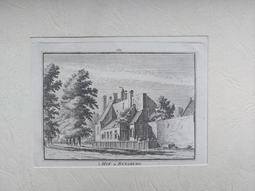 287 / Hof van Rijnsburg - Rynsburg Gravure 18e eeuw, Antiek en Kunst, Kunst | Etsen en Gravures, Ophalen of Verzenden