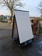 Mooi groot reclame bord op wielen 205 x 105 cm wit trespa, Antiek en Kunst, Ophalen