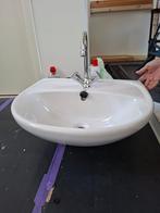 Wastafel, kraan, syfon, planchet, spiegel en lamp, Ophalen, Minder dan 50 cm, Zo goed als nieuw, Minder dan 100 cm