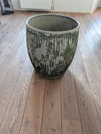 Grote vintage zinken kuip – 44 cm Ø – 52 cm hoog – industrie, Tuin en Terras, Bloempotten, Gebruikt, Rond, Ophalen of Verzenden