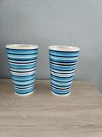 Set van 2 vazen, Blauw, Aardewerk of Porselein, Ophalen of Verzenden, Zo goed als nieuw