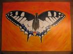 Handgeschilderd: Butterfly / vlinder schilderij 50 x 70 cm, Nieuw, Schilderij, Ophalen of Verzenden, 50 tot 75 cm