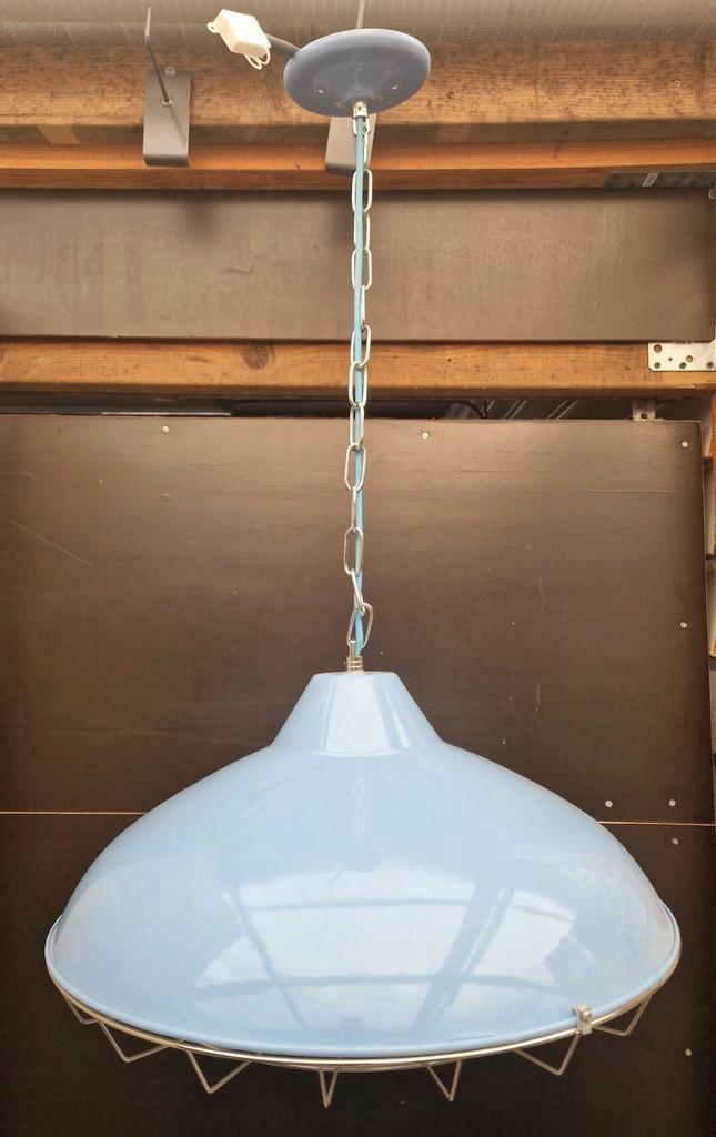 ETH Casarano retro hanglamp lichtblauw industrieel, Huis en Inrichting, Lampen | Hanglampen, Zo goed als nieuw, Minder dan 50 cm