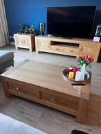Mooie eiken salontafel, tv meubel en stereo meubel, Ophalen, Serie Havana van woonwinkel "De Bommel Meubelen", Eikenhout, Zo goed als nieuw