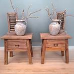 houten bijzet tafeltjes, Minder dan 50 cm, Vierkant, Minder dan 50 cm, Ophalen of Verzenden