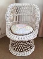 Witte rotan fauteuil, Huis en Inrichting, Fauteuils, Ophalen, Gebruikt, Minder dan 75 cm, Riet of Rotan
