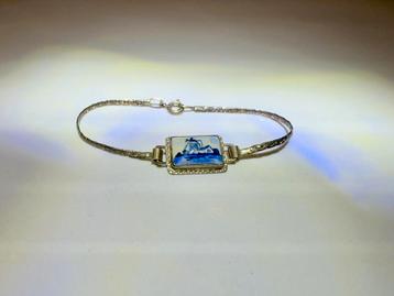 Armband Zilver, inleg Delfts Blauw beschikbaar voor biedingen