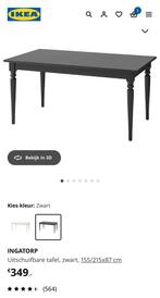 Ikea ingatorp uitschuifbare eettafel zwart, Zo goed als nieuw, Vijf personen of meer, Rechthoekig, 50 tot 100 cm