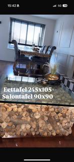 Eetkamertafel + salontafel, 100 tot 150 cm, 200 cm of meer, Ophalen of Verzenden, Vijf personen of meer