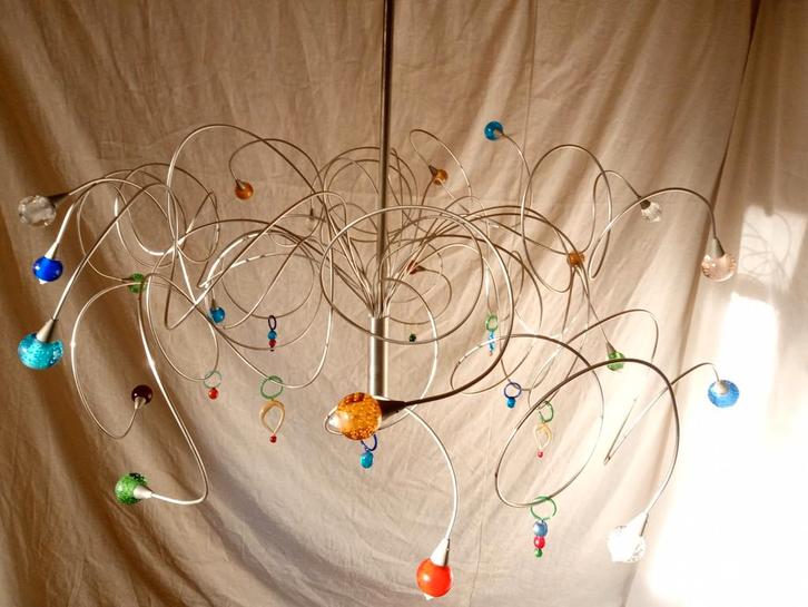 Harco loor design lamp strawberry sweet 20 Murano bolletjes, Huis en Inrichting, Lampen | Hanglampen, Zo goed als nieuw, 75 cm of meer