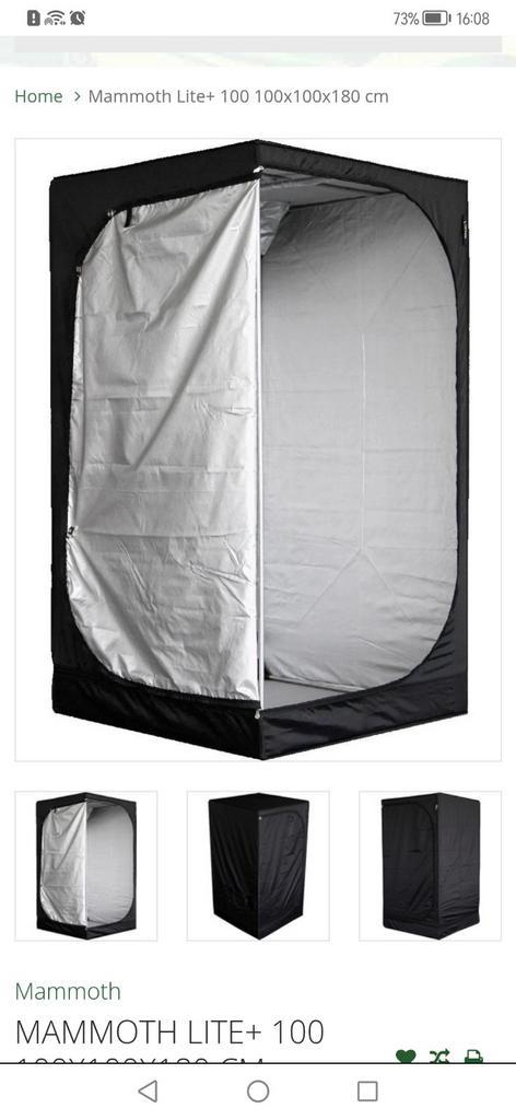 Mammoth Lite 100 Kweektent - 100x100x180cm, Tuin en Terras, Kassen, Nieuw, Kweekkas, Staal, Folie, Ophalen of Verzenden
