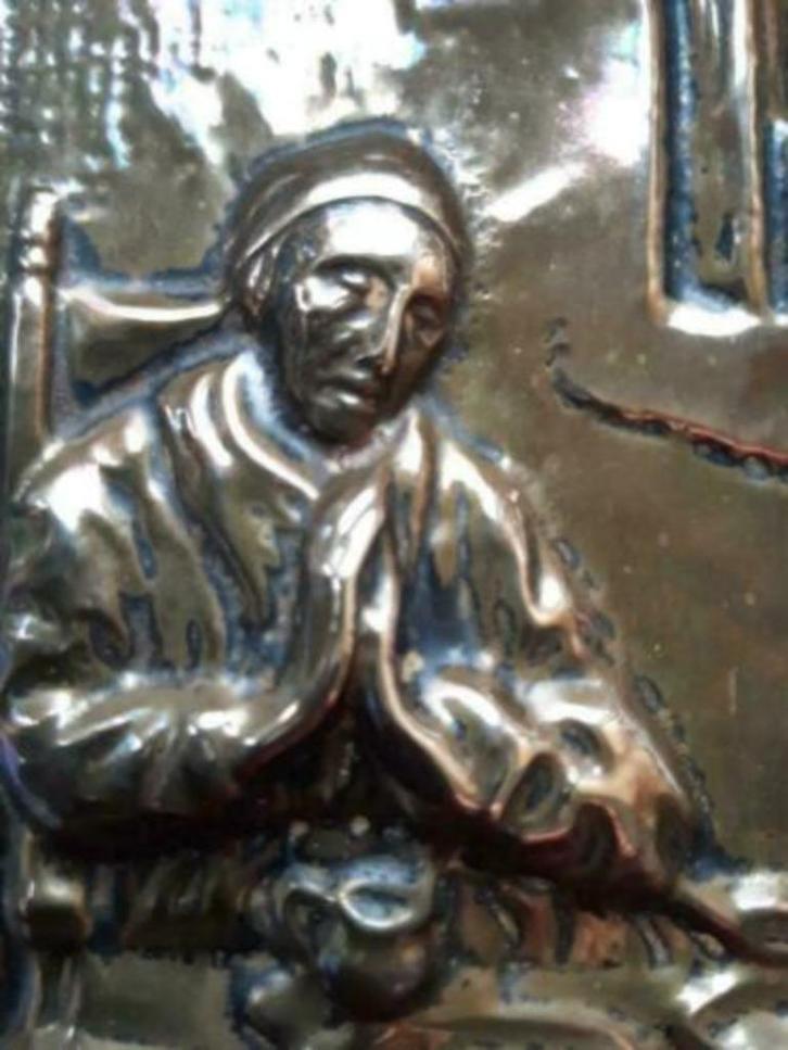 Koperen afbeelding naar 'het gebed' van Nicolaes Maes, Verzamelen, Bidprentjes en Rouwkaarten, Bidprentje, Ophalen of Verzenden