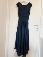 Morgan donkerblauwe jurk met ruches - Maat 38, Kleding | Dames, Maat 38/40 (M), Blauw, Zo goed als nieuw, Onder de knie