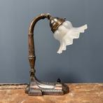 Antieke art nouveau tafellamp met matglazen kapje vintage, Antiek en Kunst, Antiek | Lampen, Ophalen of Verzenden