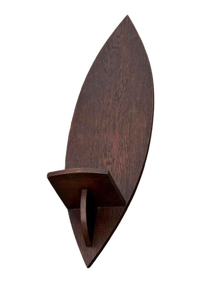 Art Deco zwevend plankje Eikenhouten Amsterdamse school, Antiek en Kunst, Curiosa en Brocante, Ophalen of Verzenden