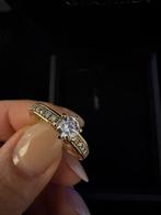 14k gouden ring met natuurlijke diamanten, Sieraden, Tassen en Uiterlijk, Ringen, Ophalen of Verzenden, Zo goed als nieuw, 17 tot 18