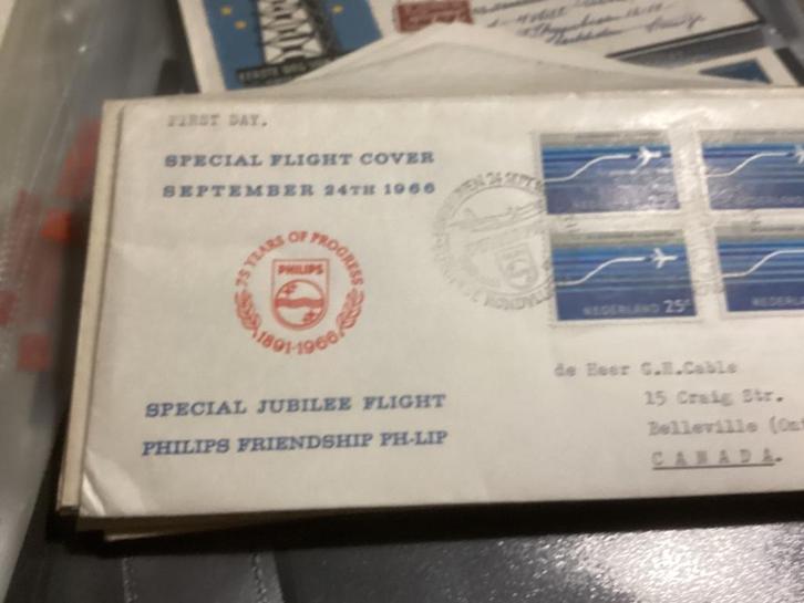 No5830 Speciale Philips vlucht gelopen Canada met 4 zegels, Postzegels en Munten, Postzegels | Eerstedagenveloppen, Beschreven