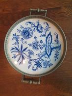 Vintage Delfts Blauw Dienblad met Tin, Ophalen, Gebruikt, Ovaal, Metaal