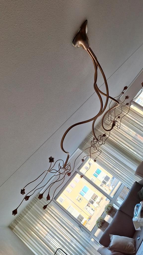 Grote Plafondlamp Bloemen/Takken Design, Huis en Inrichting, Lampen | Hanglampen, Gebruikt, 75 cm of meer, Metaal, Ophalen of Verzenden