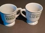 2 bekers met oor Bouillon OXO, Gebruikt, Ophalen of Verzenden, Overige stijlen, Kop(pen) en/of Schotel(s)
