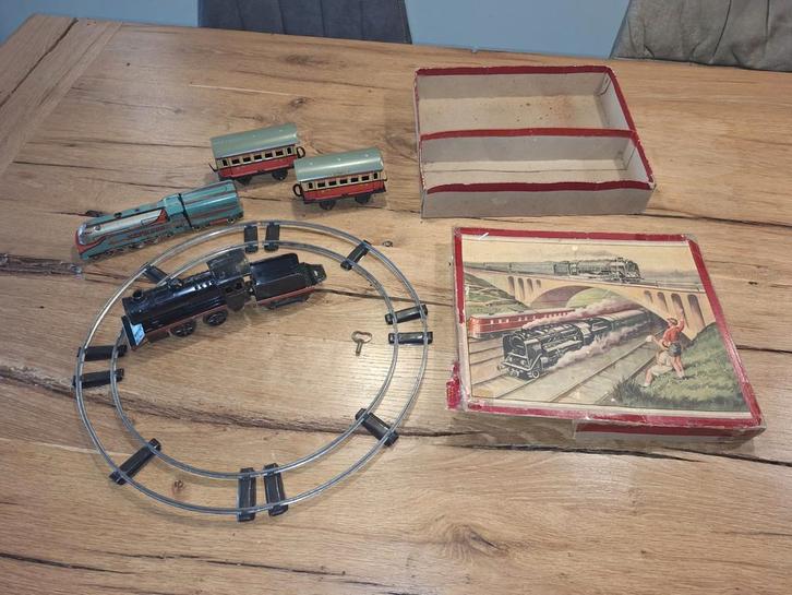 Vintage Blikken Trein Set, Hobby en Vrije tijd, Modeltreinen | H0, Gebruikt, Treinset, Gelijkstroom, Ophalen of Verzenden