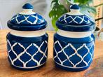 Blue ceramic jars with lid, Huis en Inrichting, Keuken | Potten en Pannen, Nieuw, Pot, Bus of Blik, Ophalen