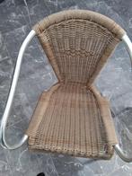 Rotan stoel met metalen frame, Ophalen, Gebruikt, Bruin, Vintage