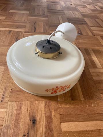 Vintage Plafondlamp Melkglas met Bloemen beschikbaar voor biedingen