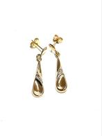 14k gouden oorbellen met een diamant, Hangers, -, -, Ophalen of Verzenden