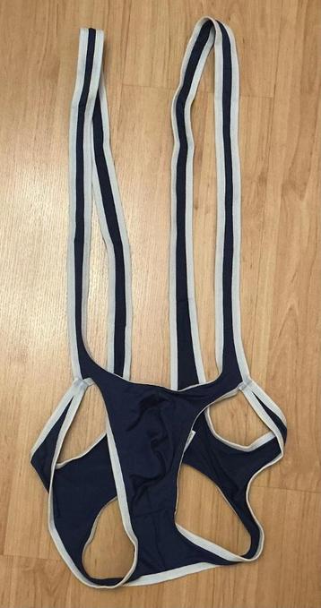 Slip met bretels, blauw / wit, XL, nieuw gay / hetero beschikbaar voor biedingen