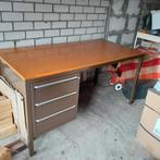 metalen design bureau met houten blad met ladeblok, Huis en Inrichting, Bureaus, Gebruikt, Ophalen, Bureau