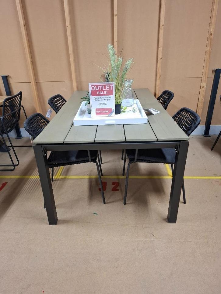 Palmas tafel 180x100 + 4x barista stoel, Tuin en Terras, Tuinsets en Loungesets, Nieuw, Tuinset, Aluminium, 4 zitplaatsen, Eettafel