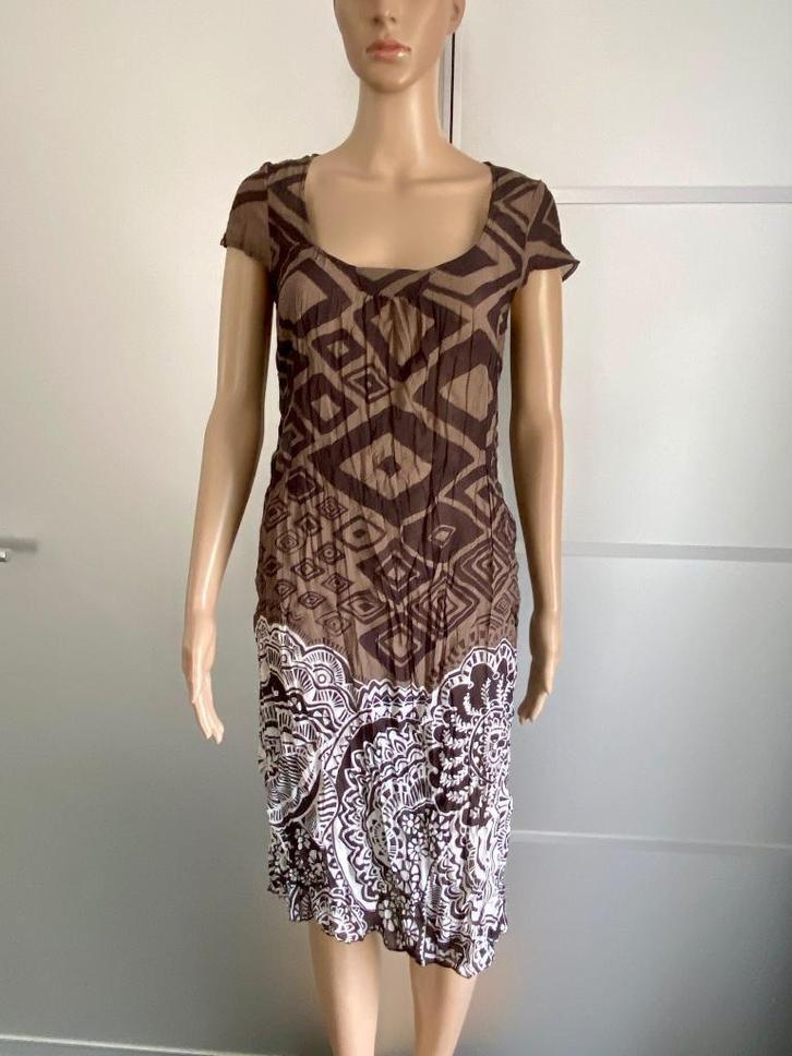 H490 Expresso maat 36=S jurk jurkje licht- + donker bruin, Kleding | Dames, Jurken, Zo goed als nieuw, Maat 36 (S), Bruin, Knielengte