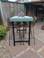 Bartafel met 4 barkrukken, Ophalen, Gebruikt, Steigerhout