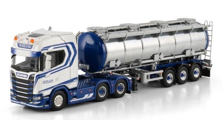 WSI SCANIA S HIGHLINE + TANK TRAILER - MYDLAND, Hobby en Vrije tijd, Modelauto's | 1:50, Nieuw, Bus of Vrachtwagen, Wsi, Ophalen of Verzenden