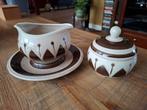 Boch La Louviere suikerpot en juskom vintage 70s bruin, Antiek en Kunst, Antiek | Servies los, Ophalen of Verzenden