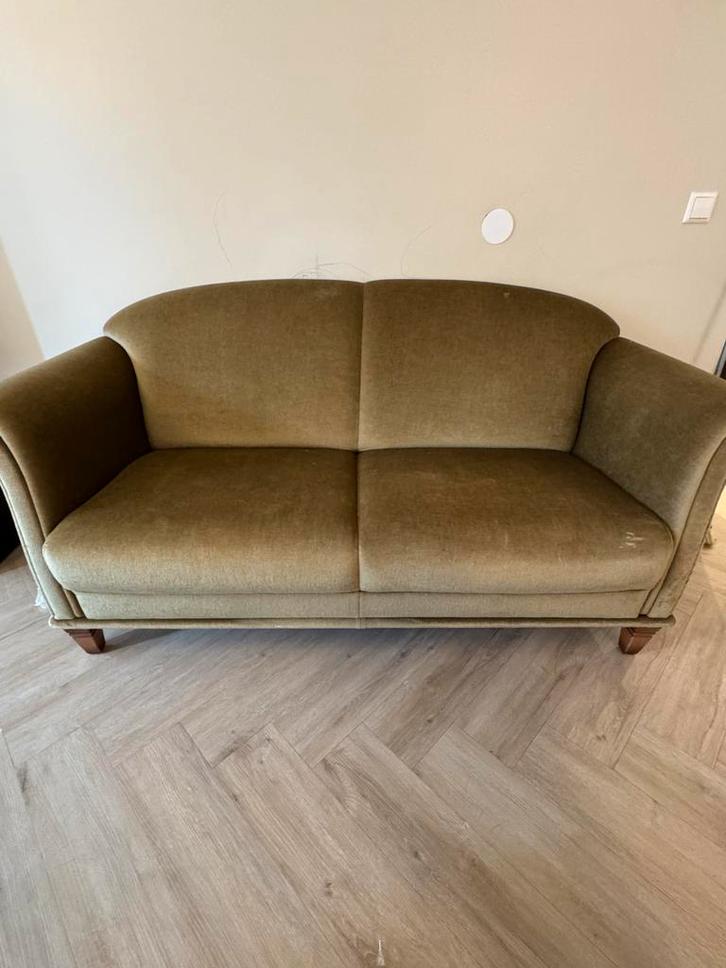 Vintage Bankstel - Groen, Huis en Inrichting, Banken | Bankstellen, Gebruikt, Rechte bank, Tweepersoons, 150 tot 200 cm, 75 tot 100 cm