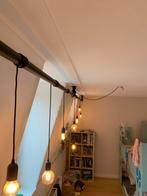 Industriële Lamp - Zwarte Steigerbuis - 8 Lampen, Antiek en Kunst, Ophalen