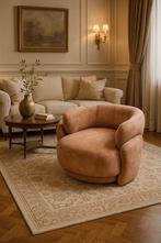 Fauteuil beige/bruin fluweel velvet NIEUW!, Ophalen, Nieuw, 75 tot 100 cm, 50 tot 75 cm