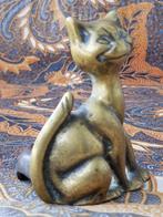 Zeldzame antieke Engelse pookstandaard als poes of kat 9 cm., Antiek en Kunst, Antiek | Koper en Brons, Ophalen of Verzenden, Koper