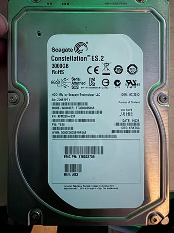 6x Seagate ST33000650SS 3TB Enterprise SAS Drives beschikbaar voor biedingen