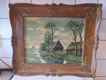 Antiek landschap schilderij 19e eeuw beschikbaar voor biedingen