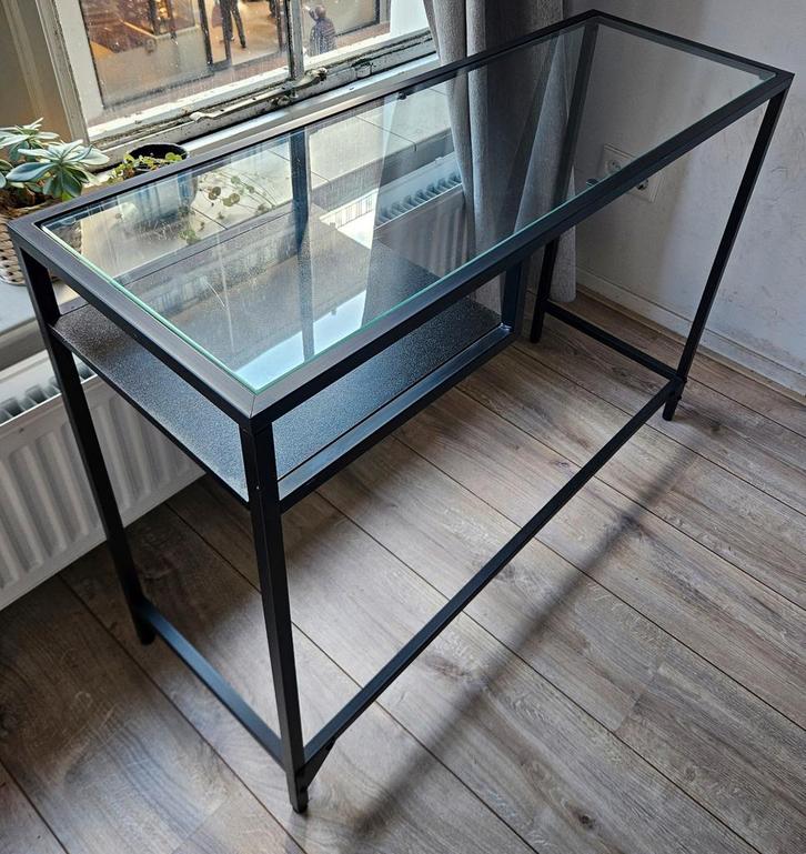 Compact Laptoptafel met Glazen Blad, Huis en Inrichting, Tafelonderdelen, Ophalen
