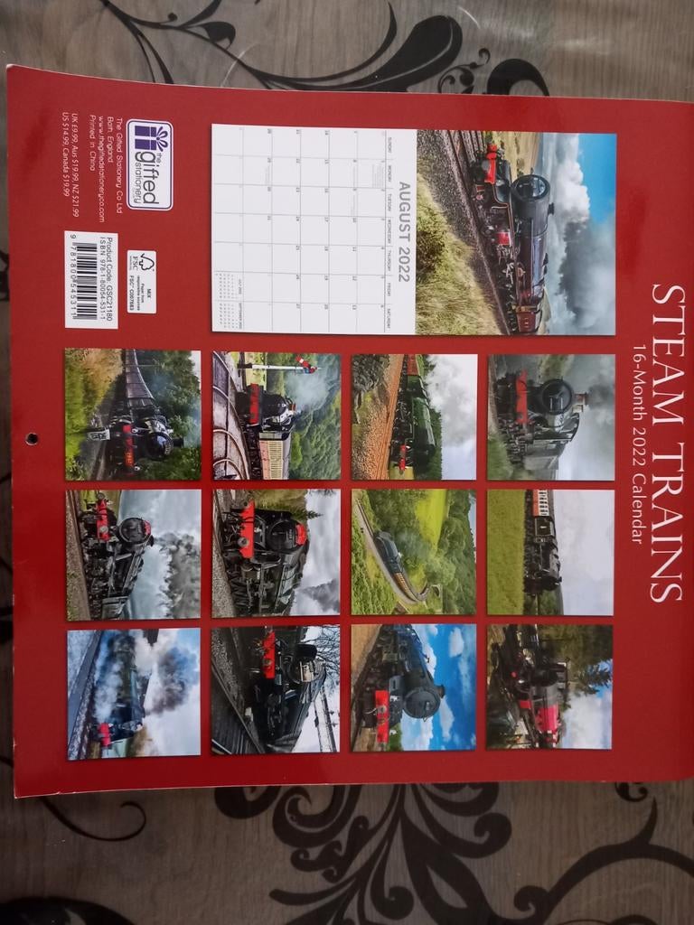 Gratis stoomtrein foto's op oude kalender, Ophalen of Verzenden, Gebruikt