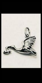Zilveren bedel hanger ooievaar met baby voor armband ketting, Sieraden, Tassen en Uiterlijk, Overige merken, Ophalen of Verzenden