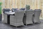 Menorca Tafel Polywood 225 met 6 Delano Dining, SHOWR UITVER, Tuin en Terras, Tuinsets en Loungesets, Wicker, Tuinset, Eettafel